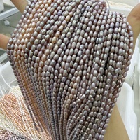 Chaîne de perles de riz cultivées de qualité AAA blanches de 5-6 mm, haute brillance, perles d'eau douce en vrac, vente en gros, conception de bijoux HB HB321