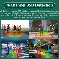 Moniteur de voiture sans fil 15,6 pouces de qualité supérieure, écran partagé, caméras latérales avant, caméra de recul AHD, système de vision arrière TFT LCD pour camion