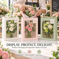 Transparante bloemboeket cadeauzakjes met handvatten voor Valentijnsdag rozen, bloemistverpakkingen, jubileum- en aanzoekgeschenken