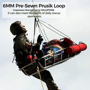 Cuerda de Nylon de 6mm (1/4 de pulgada) Resistente al Calor, Pre-Soldada, con Bucle Prusik y Trenzado Hueco para Rappel, Escalada, Arborismo y Rescate - Product Image 6