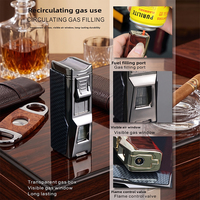 Briquet torche à 4 flammes JH de bonne qualité, briquet de poche au butane, briquet à gaz en métal et accessoires pour cigarettes