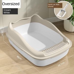 Bac à litière ouvert anti-éclaboussures détachable avec côtés hauts, toilette pour <span class=keywords><strong>chat</strong></span> et ensemble de pelle pour chats d'intérieur de petite et moyenne taille - Product Image 5
