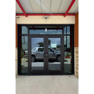 <span class=keywords><strong>Puerta</strong></span> Comercial de Aluminio para Tienda con Paneles de Vidrio Antibalas, Puertas de Entrada con <span class=keywords><strong>Barra</strong></span> Antipánico - Product Image 1
