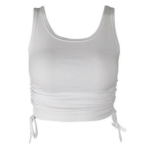 Canottiera da donna con Logo personalizzato in cotone bianco <span class=keywords><strong>a</strong></span> <span class=keywords><strong>costine</strong></span> da donna gilet estivo canottiere corte da allenamento senza maniche - Product Image 5