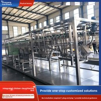Chaîne de production compacte pour l'abattage de volailles, équipement intégré de traitement de poulets entiers, ligne d'assemblage de type cadre, installation plug-and-play