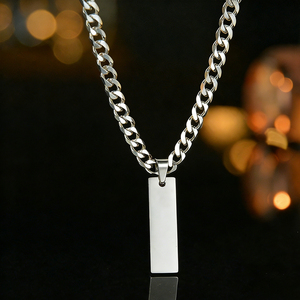 Collier unisexe personnalisé en acier inoxydable avec chaîne cubaine tendance, gravure laser de logo ou nom, simple, pour clavicule - Product Image 5