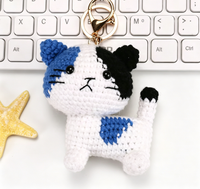 Porte-clés miniature fait main en crochet, figurines animales mignonnes tricotées : Lapin, Ours, Chat, Cochon, Singe, Souris, Abeille, Cheval, Teckel, Chien – Breloque de sac