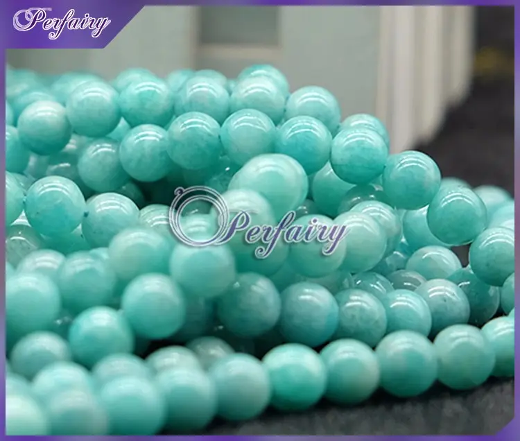 หินธรรมชาติลูกปัดรอบลูกปัด Amazonite หินสำหรับเครื่องประดับทำ