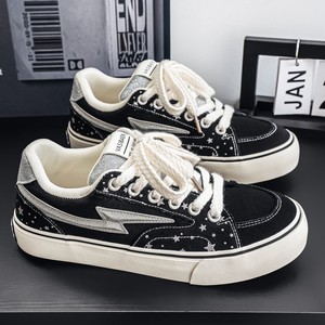 Baskets en toile pour femmes à imprimé étoiles scintillantes, logo personnalisé, chaussures de skate décontractées, personnalisation OEM disponible, chaussures en toile tendance sur mesure - Product Image 2