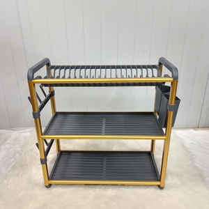 Escurridor de Platos <span class=keywords><strong>Plegable</strong></span> de 3 Niveles para Encimera de Cocina, Escurridor de Platos de Aluminio con Bandeja de Drenaje, Almacenamiento de Platos y Tazones - Product Image 2