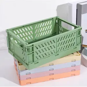 创意可折叠储物盒学生桌面可折叠板条箱收纳带文具化妆品架折叠储物篮