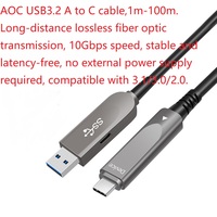 Câble Fibre Optique USB 3.2 USB-A vers USB-C AOC 50m 10 Gbit/s pour Ordinateur Portable, Appareil Photo, etc.