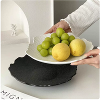 Nieuwe moderne keramische fruit schaal - Luxe, hoogwaardig voor huishoudelijk & hotelgebruik - voor het presenteren van snacks en gebak