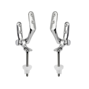 Cerniere per sedili WC in acciaio inossidabile cromato con basi in plastica per sedili rotondi, installazione in bagno - Product Image 1