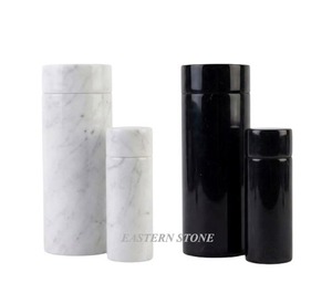 Urnes et porte-bougies décoratifs en marbre poli fait main pour la maison, style pierre orientale - Product Image 2