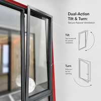 Ventana Abatible y Giratoria de Aluminio de Alta Resistencia, Eficiencia Energética, Rotura Térmica, Perfil 6060-T66, Insonorizada, Baja Emisividad, para Proyectos Personalizados