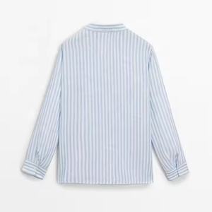 Blusas y Camisas Otoño 2025 para Mujer, Logotipo Personalizado, Cuello Camisero, Rayas, 100% Algodón, Blusas y Tops para Dama - Product Image 6