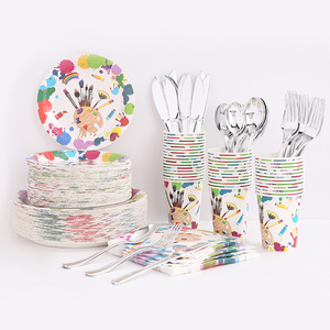 Nicro coloré 10 invités joyeux <span class=keywords><strong>anniversaire</strong></span> fête <span class=keywords><strong>Table</strong></span> décoration personnalisé imprimé <span class=keywords><strong>jetable</strong></span> rond assiettes en papier ensemble <span class=keywords><strong>de</strong></span> vaisselle en papier - Product Image 6