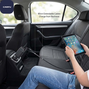 Cargador de Coche Retráctil de 100W, Adaptador de Carga Rápida 5 en 1, 180 °   Cargador Rápido Tipo C PD Giratorio 3.0 con Cables Dobles Extensibles - Product Image 2