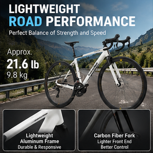 Vélo de route en aluminium léger 700c avec fourche en carbone et transmission à 20 vitesses pour l'entraînement cycliste, frein à disque hydraulique - Product Image 1