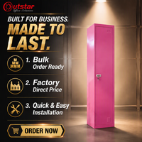 Armoire à une porte rose, casiers métalliques verrouillables pour le rangement des vêtements à l'école, au gymnase