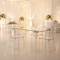 Eleganter Klarer Acryl- & Gehärteter Glas-Hoteltisch - Modernes Design Leicht zu Reinigen für Bankette, Hochzeiten & Heimgebrauch