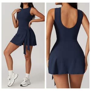 Logo personnalisé jupes de <span class=keywords><strong>tennis</strong></span> pour femmes U dos costume de sport robe de <span class=keywords><strong>tennis</strong></span> golf cornichon balle avec short intégré - Product Image 2