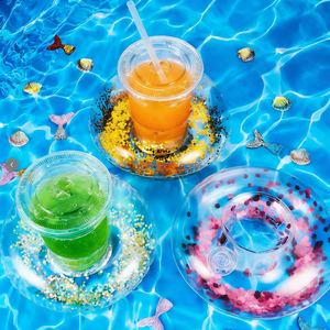 Portavasos inflable de PVC personalizado de fábrica - <span class=keywords><strong>Posavasos</strong></span> flotante para <span class=keywords><strong>piscina</strong></span> con lentejuelas, anillo de natación de verano, <span class=keywords><strong>posavasos</strong></span> para vasos al por mayor - Product Image 3