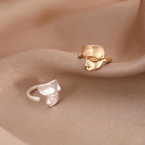 Anillo de aleación de máscara de nicho, anillo de máscara de personalidad versátil abierto, anillo Premium mate, joyería - Product Image 2