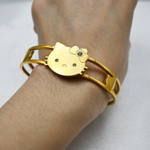 Gioielli in oro acciaio inossidabile gioielli gattino gatto bracciale bracciale per donne bambini - Product Image 5