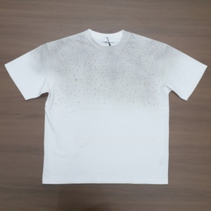 Camiseta Personalizada para Hombre, 100% Algodón, Estilo Vintage, Lavado Ácido, Corte Corto, Diseño de Diamantes, Tejido de Punto - Product Image 2