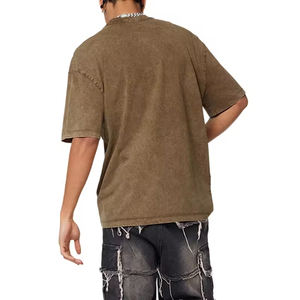 Summer Casual Small Neckline Drop Shoulder Oversized Men's T Shirt Wholesale OEM Half Sleeve Loose Sport Mens T Shirts - Product Image 6