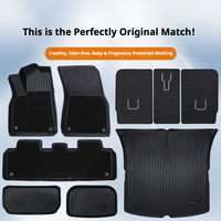 Tapis de sol de voiture en caoutchouc TPE imperméable pour Tesla Model Y & 3 Ensemble complet de 3 pièces avec motif en tissu à motifs croisés aiguilleté Épaisseur 10 mm