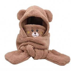 Bonnet d'été tout-en-un en peluche chaud et tendance pour adultes, motif ours mignon, avec écharpe, masque et gants en velours moelleux, idéal pour l'extérieur et la protection contre le froid pour hommes - Product Image 5
