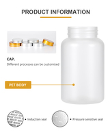 Bouteille en plastique de 200 ml pour compléments alimentaires, personnalisable, avec finition mate givrée et logo sur mesure
