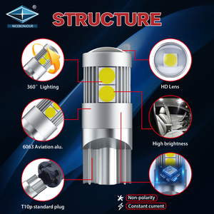 Siêu Sáng LED T10 12-24V 2.04W 3030 Lần Lượt Tín hiệu Phanh Đèn Đảo Chiều Đèn LED Canbus LED Trắng Chiều Rộng Xe Chỉ Số - Product Image 3