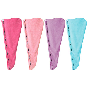 Serviette de séchage de cheveux en microfibre, bonnet à séchage rapide, couleur unie, pour usage domestique, rose, bleu, rose rouge, violet - Product Image 5