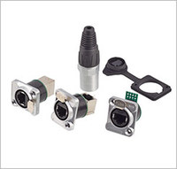 Conector RJ45 Hembra de Montaje en Panel Tipo D, Recto y en Ángulo Recto, Conector Industrial Ethercon RJ45 SE8FDNH-13 SE8FDNV