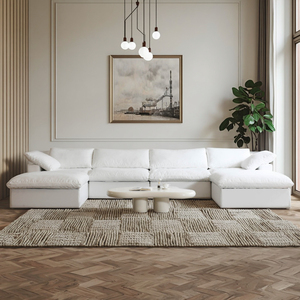 Ensemble modulaire sectionnel en tissu éponge White Cloud Wind Corner pour salon, en coton et lin, idéal pour appartement et centre commercial - Product Image 3