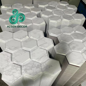 AISEN DECOR, venta al por mayor, hexágono Pvc 3D Diy, panel de pared impermeable de grano de madera, diseño geométrico moderno para decoración del hogar - Product Image 1