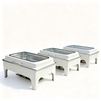 Chauffe-Plat Buffet de Luxe en Acier Inoxydable Effet Marbre Doré 6L, Chauffage à Vapeur, pour Restauration Commerciale et Hôtels, Ensemble de Présentation Alimentaire