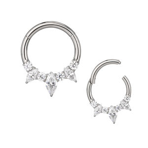 Usine De Mode G23 Titane Marquise CZ Alternate Segment Hoop Anneau Zircon Nez Clicker Piercing Bijoux-Enfants En Gros - Product Image 3