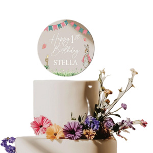 ท็อปเปอร์เค้กอะคริลิคใสลายกระต่าย ขนาด 9 ซม. สำหรับตกแต่งเค้กวันเกิดแบบส่วนตัว พร้อมดีไซน์น้ำผึ้งและความหวาน - Product Image 5