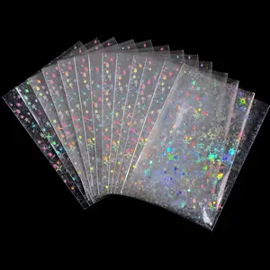 Custom Stander Size Factory Holographic Little Star Laser Flashing Printing Kpop Photocard Card Protective 61x88mm Sleeves