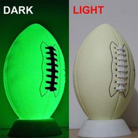 Ballon de football américain qui brille dans le noir, ballon de rugby lumineux à LED, match nocturne, ballon de football en caoutchouc lumineux pour l'entraînement, pour enfants et jeunes