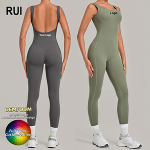 RUIQUWIN Custom Logo Activewear One Piece <b>Jumpsuit</b> Sexy Rompers for Women Breathable <b>Workout</b> Fitness Yoga Bodysuits - Product Image 1