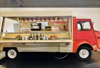 Remolque de Comida Eléctrico Retro Personalizado Citroën con Freidora Eléctrica Comercial para Pollo Frito, Ideal para Salones de Cerveza