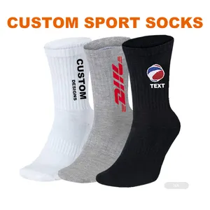 Socks White Cotton FY OEM Mens Meias Socken Embroidered Calcetines Custom Made Design Logo Cotton Sports Socks Sox Crew Sport Socks Stock