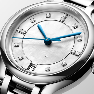 Elegant Ladies Wristwatch <b>Automatic</b> Mechanical Movement Round Stainless Steel Case Mother of Pearl Dial Diamond Longinesing - Product Image 3