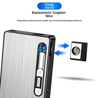 Distributeur automatique de cigarettes rechargeable, étui en aluminium, briquet avec filament en tungstène remplaçable, éclairage LED, logo personnalisé